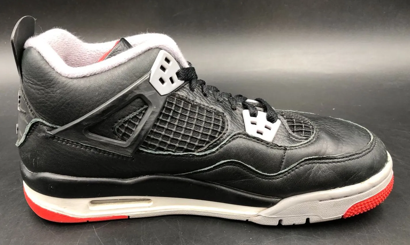 Nike Jordan 4 Retro GS 'Bred Reimagined' Black/Grey/Red Sneakers - 5.5Y ( COA)