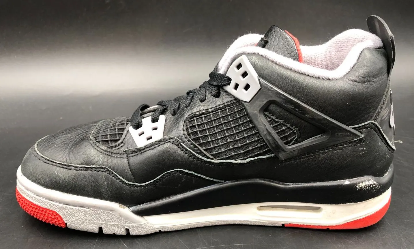 Nike Jordan 4 Retro GS 'Bred Reimagined' Black/Grey/Red Sneakers - 5.5Y ( COA)