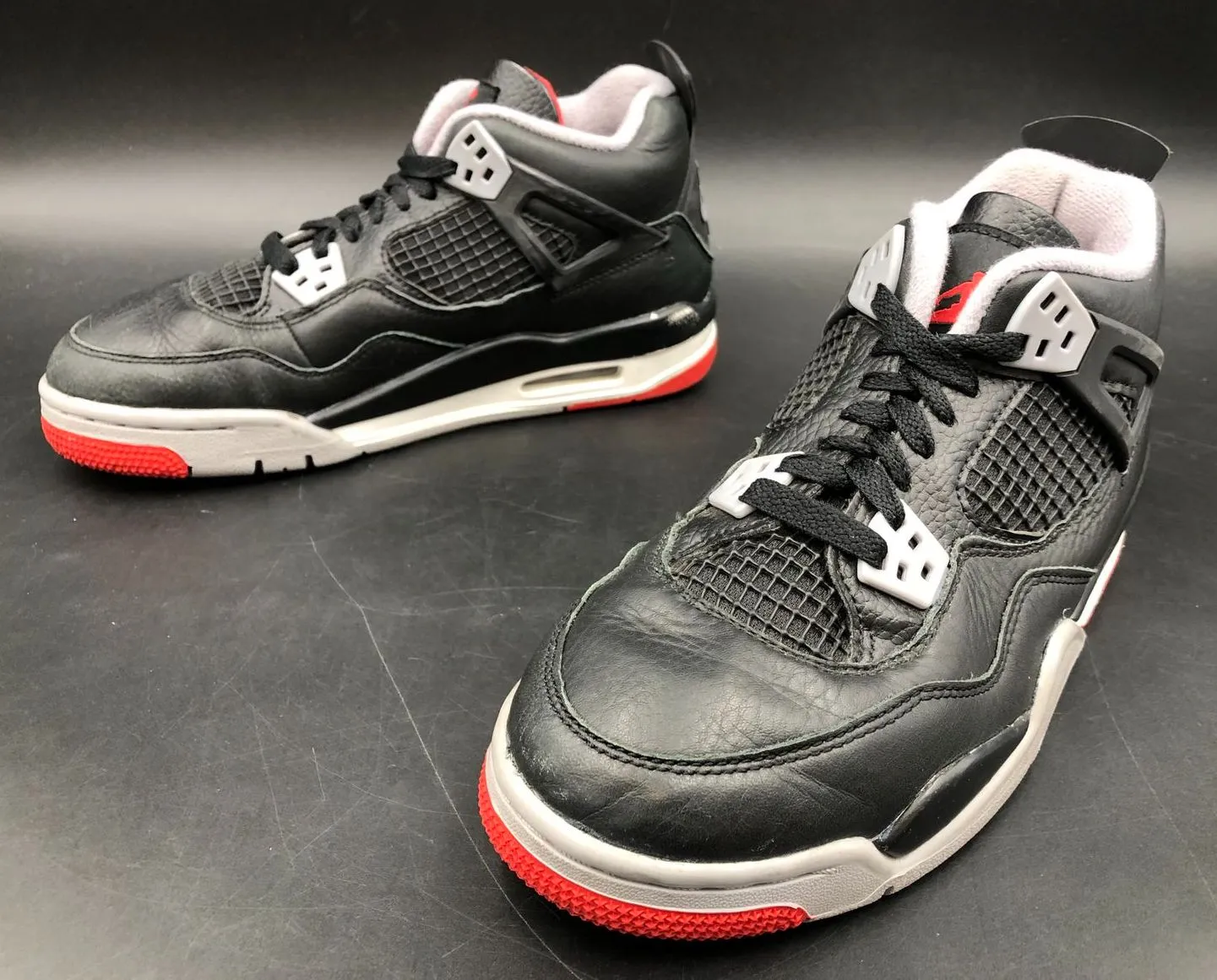 Nike Jordan 4 Retro GS 'Bred Reimagined' Black/Grey/Red Sneakers - 5.5Y ( COA)