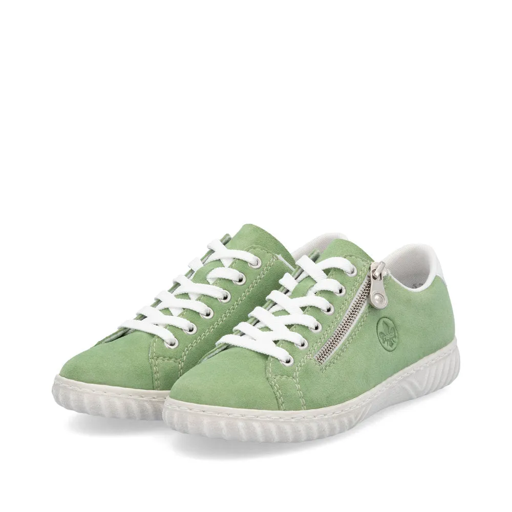 Rieker Ladies Zip Side Lace Up Suede Sneaker