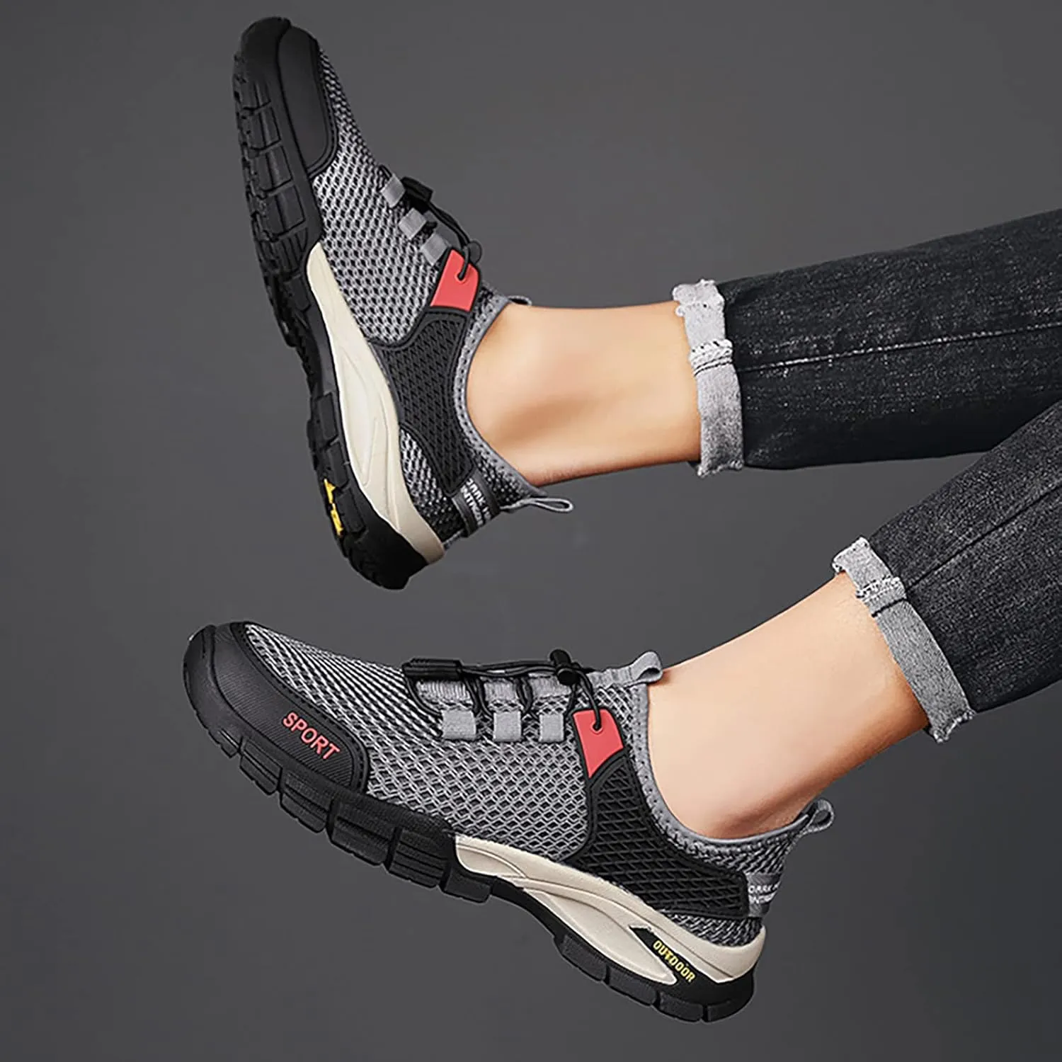 Slip on Walking Shoes for Men Comfortable Memory Foam Hiking Shoes Ultra Lightweight Breathable Fashion Sneakers Non Slip Arch Support Cushioning Training Gym Shoes Wide Width