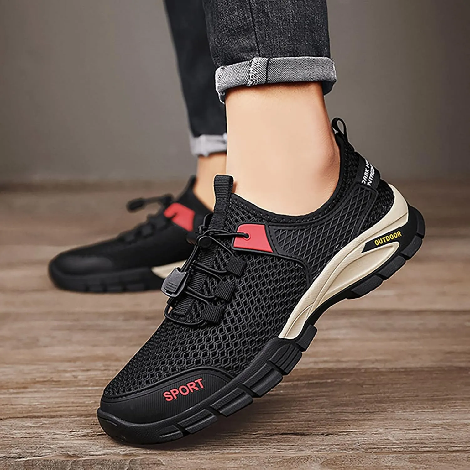 Slip on Walking Shoes for Men Comfortable Memory Foam Hiking Shoes Ultra Lightweight Breathable Fashion Sneakers Non Slip Arch Support Cushioning Training Gym Shoes Wide Width