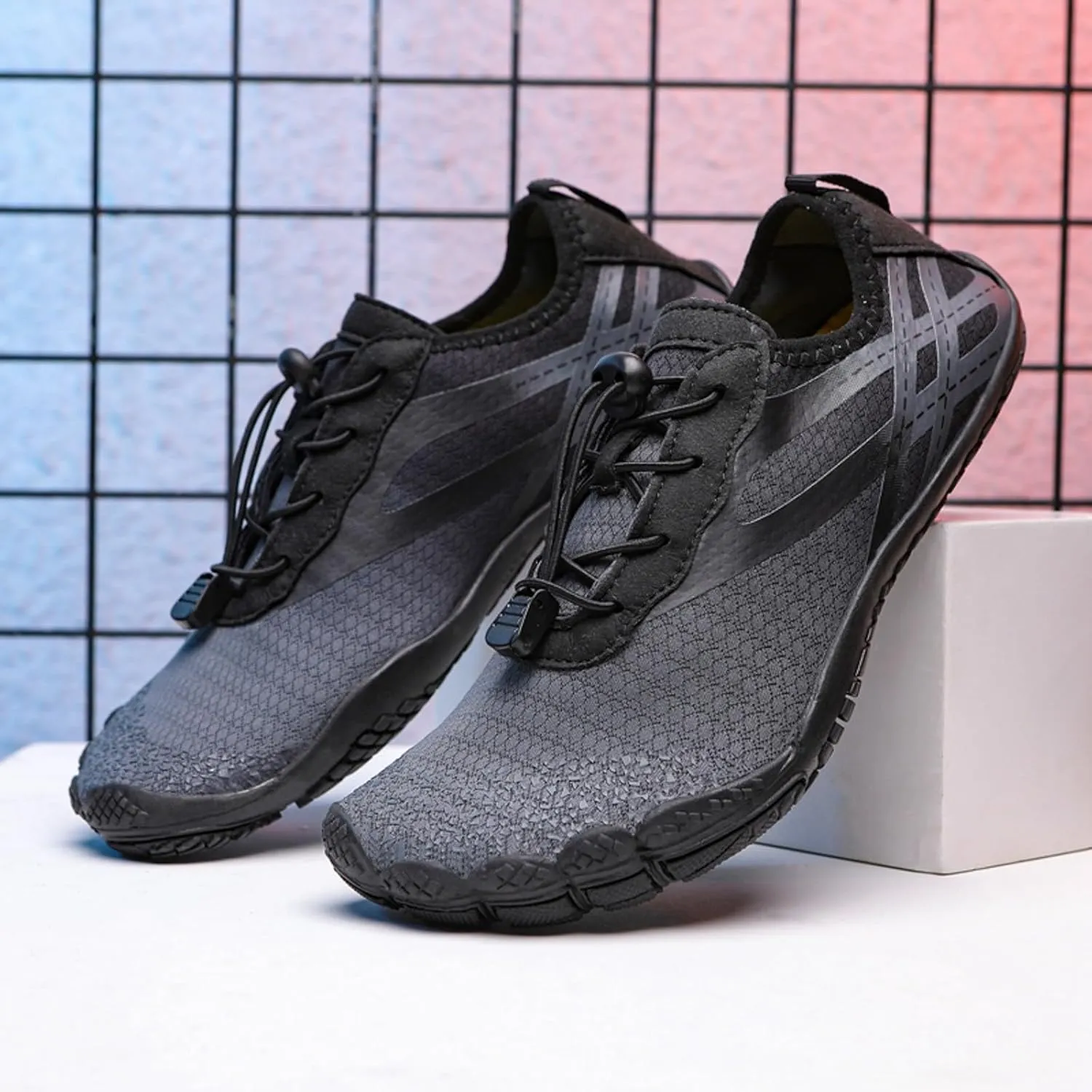 Slip on Walking Shoes Men Comfy Memory Foam Hiking Shoes Breathable Fashion Sneakers Non Slip Lace Up Arch Support Cushioning Training Gym Shoes Wide Width