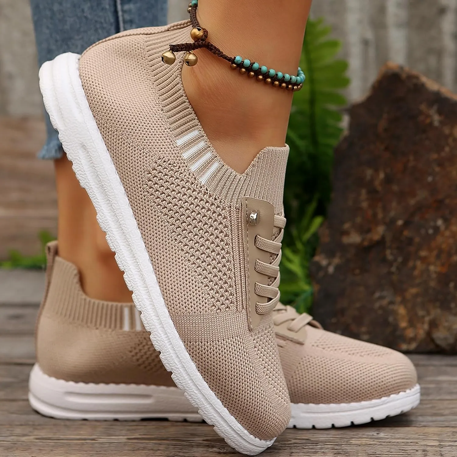 Sneakers for Women Walking Shoes Non Slip Lightweight Breathable Tennis Shoes Work Shopping Travel Slip On Fashion Sneakers