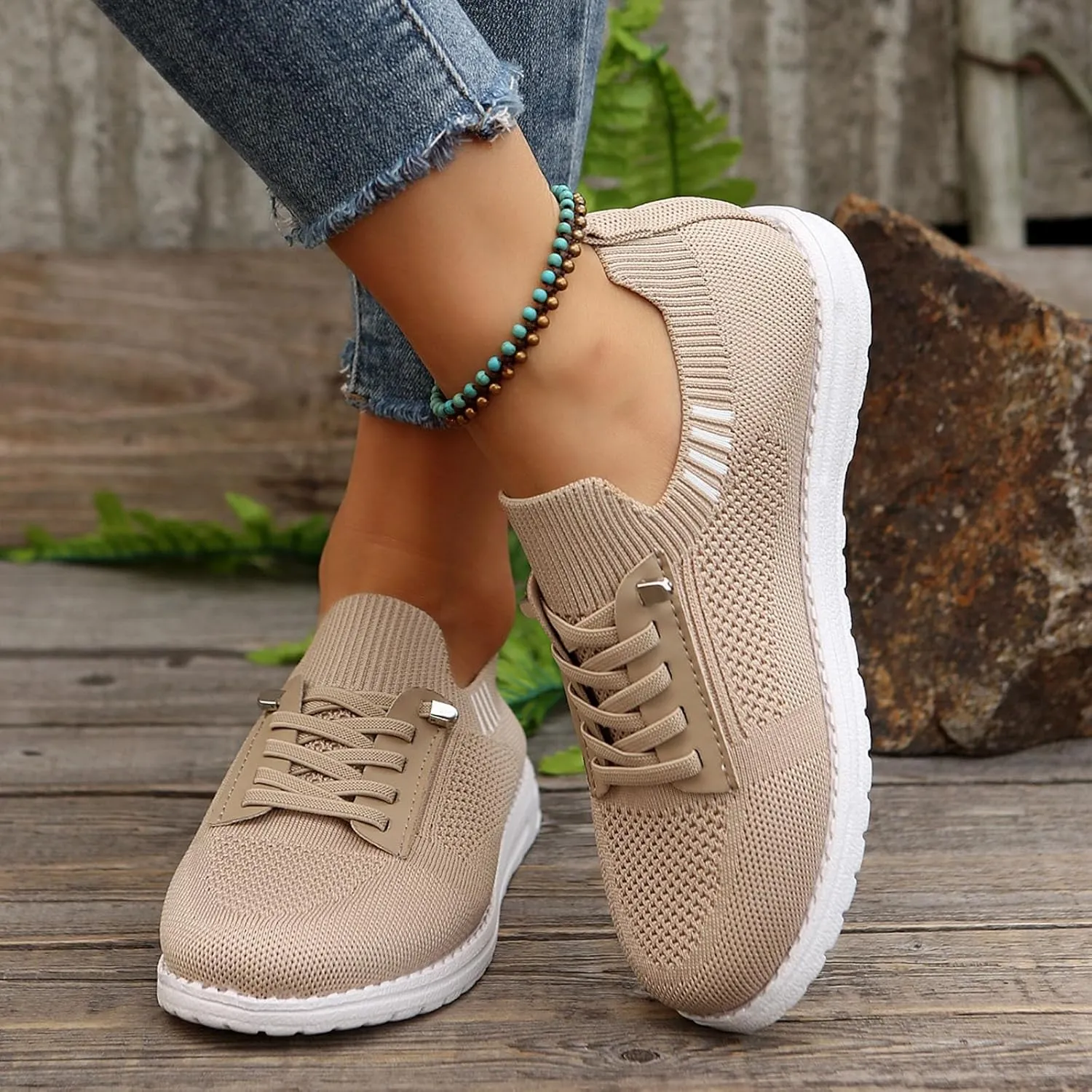 Sneakers for Women Walking Shoes Non Slip Lightweight Breathable Tennis Shoes Work Shopping Travel Slip On Fashion Sneakers