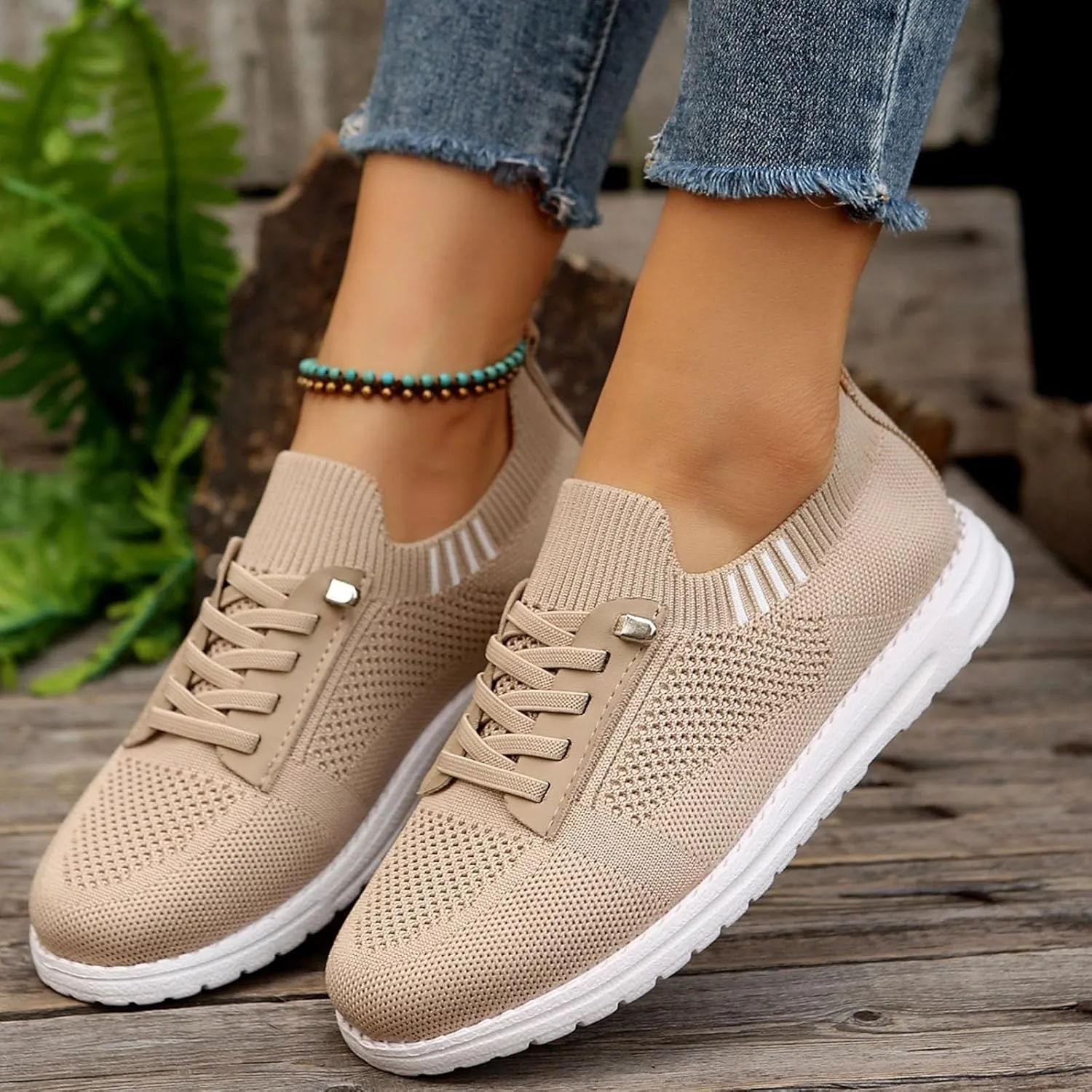 Sneakers for Women Walking Shoes Non Slip Lightweight Breathable Tennis Shoes Work Shopping Travel Slip On Fashion Sneakers