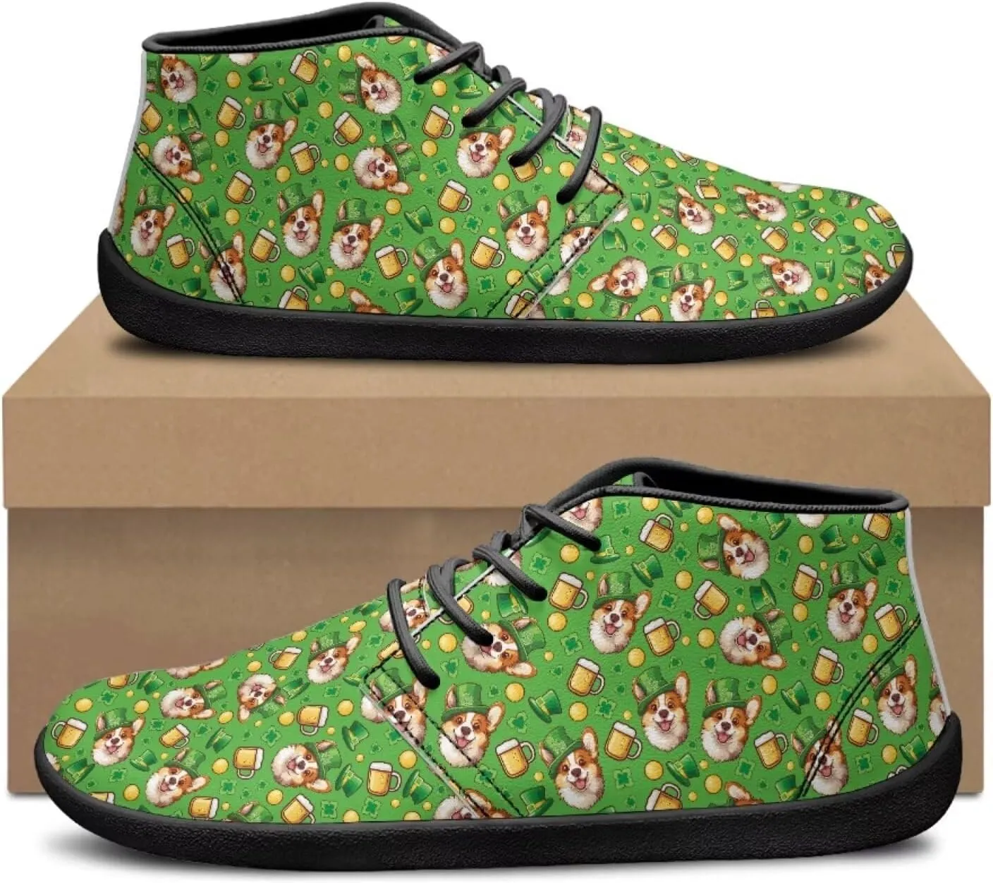 St. Patrick's Day Wide Toe Box Barefoot Shoes for Men Walking Sneaker Stylish Non Slip Zero Drop Sole Running Footwear