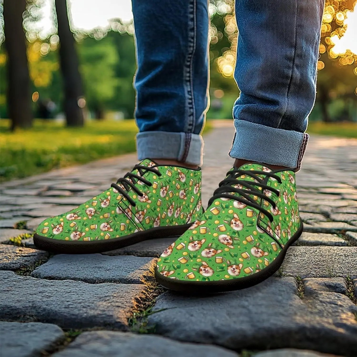 St. Patrick's Day Wide Toe Box Barefoot Shoes for Men Walking Sneaker Stylish Non Slip Zero Drop Sole Running Footwear
