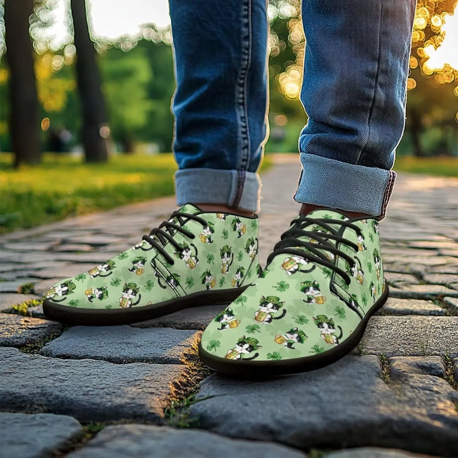 St. Patrick's Day Wide Toe Box Barefoot Shoes for Men Walking Sneaker Stylish Non Slip Zero Drop Sole Running Footwear