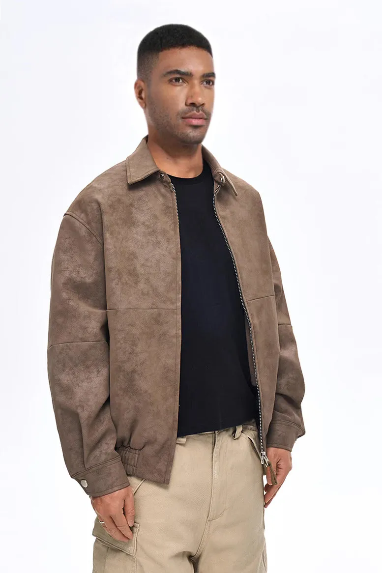 Suede Harrington Jacket - Beige Suede