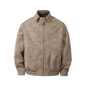 Suede Harrington Jacket - Beige Suede