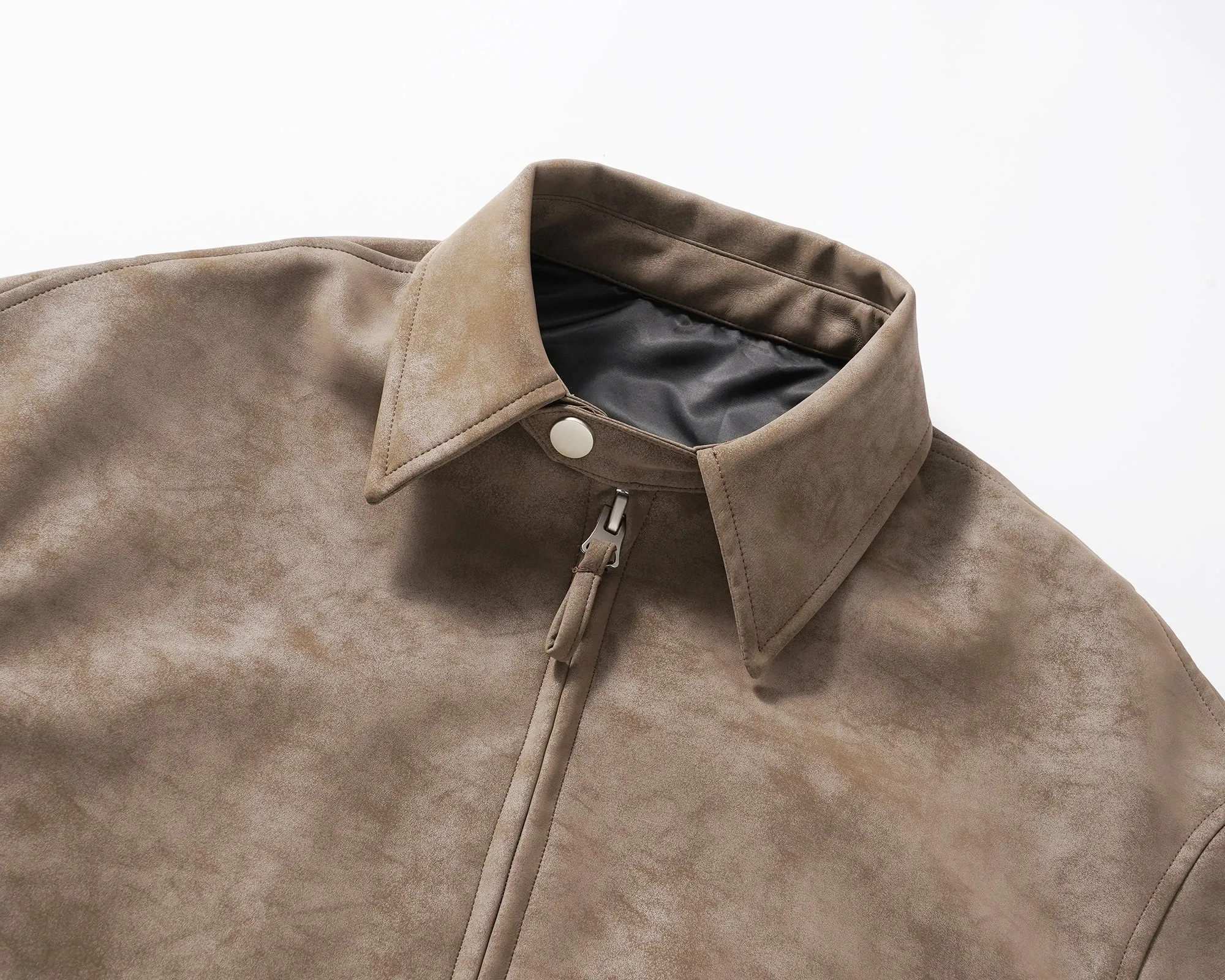 Suede Harrington Jacket - Beige Suede