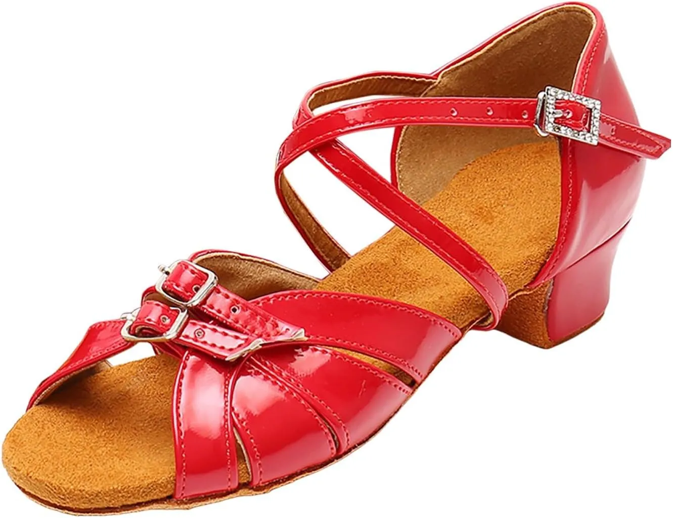 Summer Flat Dress Sandals Shoes Girls Sandals Comfortable Soft Sole Small Thick Heel Children Dance Shoes Fashionable Soft Sole Princess Dance Girls Double Slip On Slide