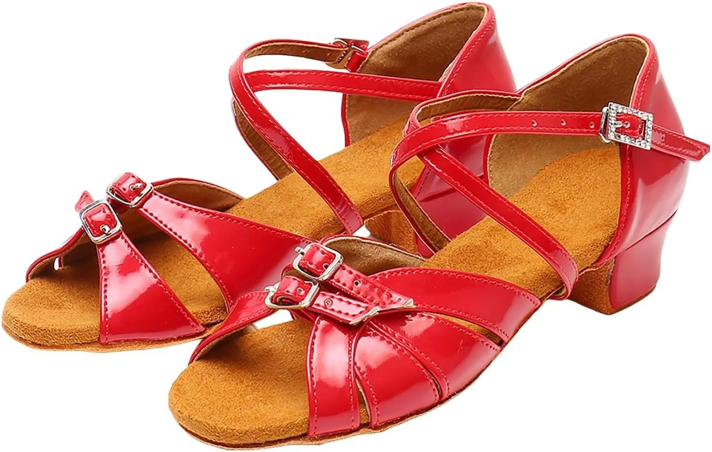 Summer Flat Dress Sandals Shoes Girls Sandals Comfortable Soft Sole Small Thick Heel Children Dance Shoes Fashionable Soft Sole Princess Dance Girls Double Slip On Slide