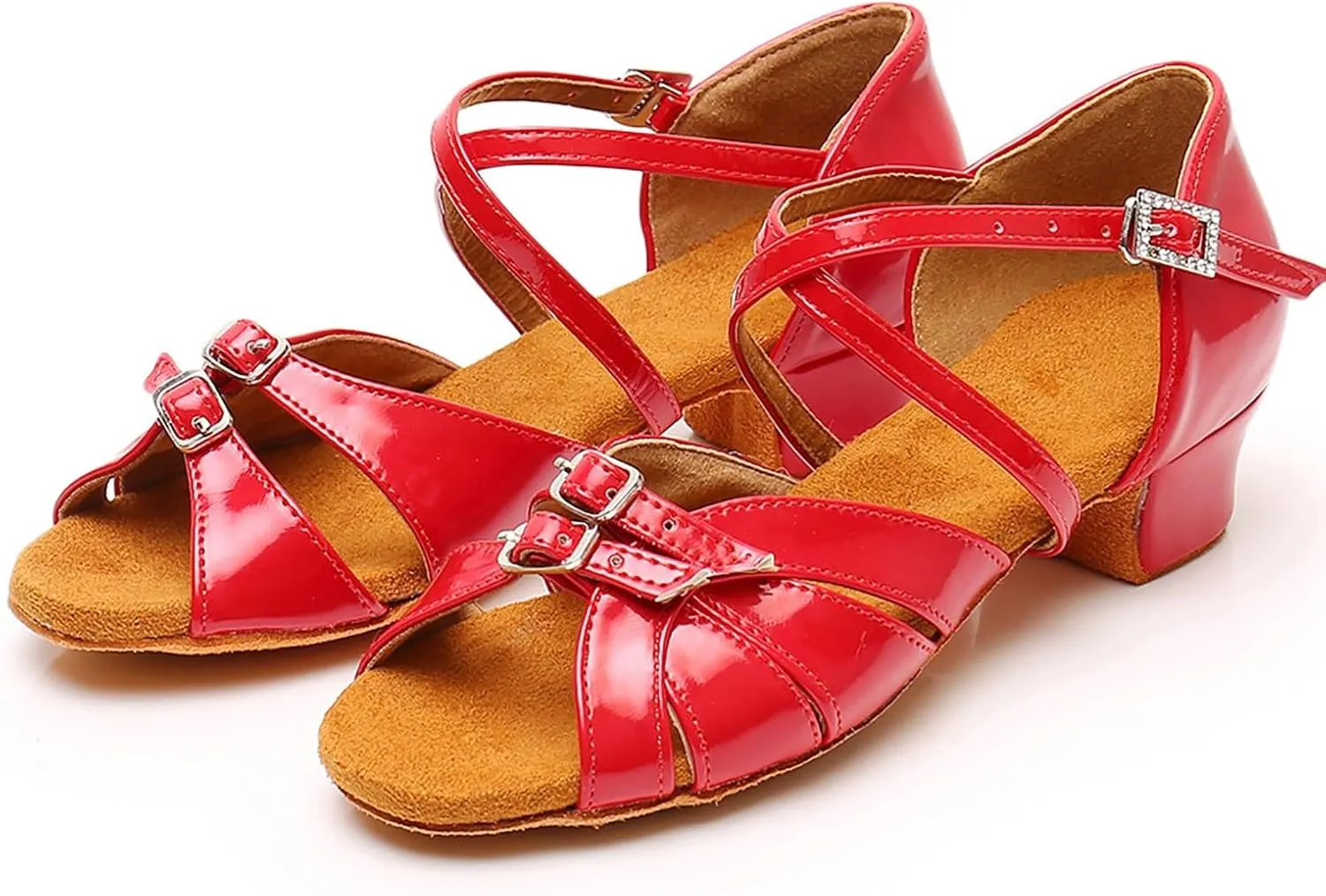Summer Flat Dress Sandals Shoes Girls Sandals Comfortable Soft Sole Small Thick Heel Children Dance Shoes Fashionable Soft Sole Princess Dance Girls Double Slip On Slide