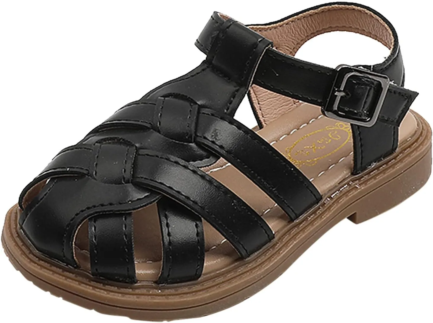 Toddler Closed Toe Walking Sandals Soft Rubber Sole Flat Shoes Lightweight Anti Slip Jelly Shoes for Girls Boys