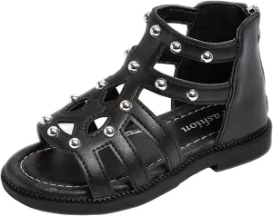Toddler Girls Flat High Top Sandals Open Toe Rubber Soft Sole Non Slip Outdoor Casual Roman Shoes for Big Kids