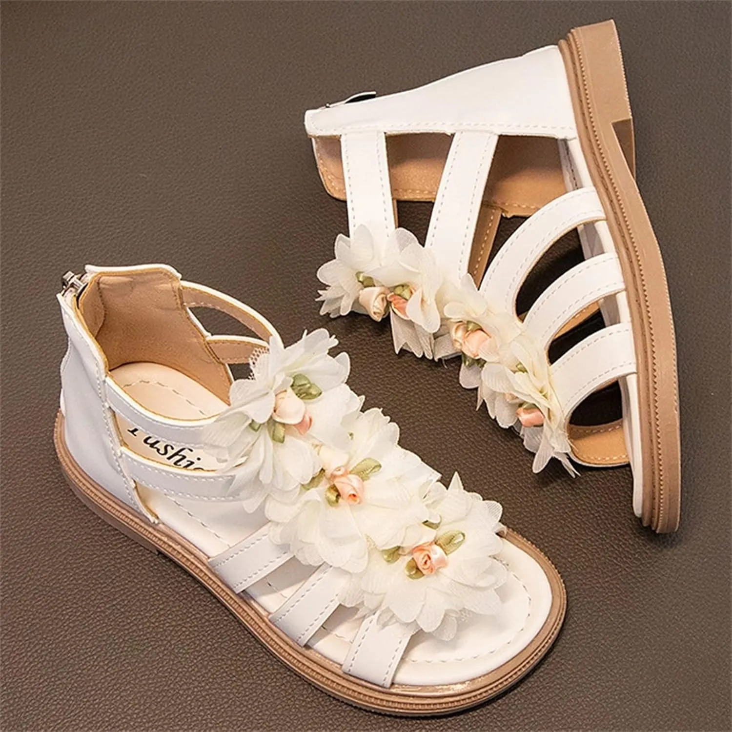 Toddler Lace Flowers High Top Roman Sandals Cute Non-Slip Zipper Shoes 2025 Casual Baby Cute Holiday Sandals