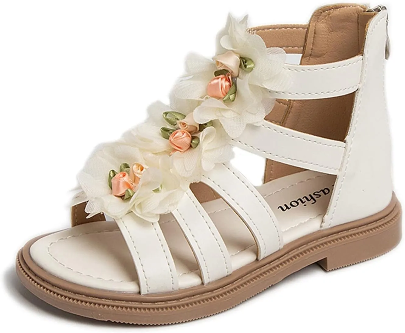 Toddler Lace Flowers High Top Roman Sandals Cute Non-Slip Zipper Shoes 2025 Casual Baby Cute Holiday Sandals