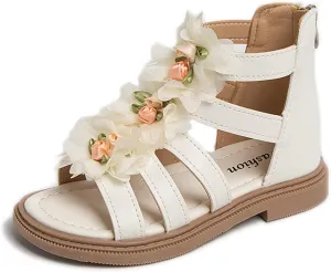 Toddler Lace Flowers High Top Roman Sandals Cute Non-Slip Zipper Shoes 2025 Casual Baby Cute Holiday Sandals
