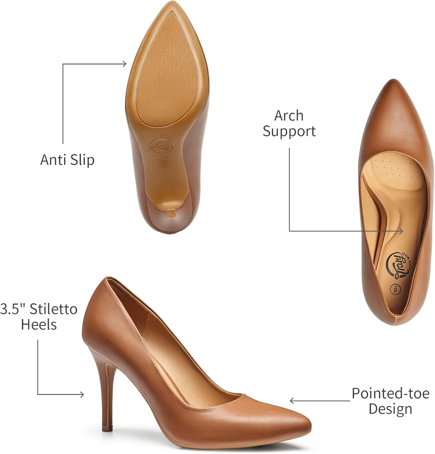 Trary Womens Slingback Pumps, Black Heels Gold Heels Nude Pink Red Heels, Pointed Toe High Heels for Women Sexy Stiletto Heels Buckle Ankle Strap Closed Toe Pumps Office Party Prom Dress Shoes
