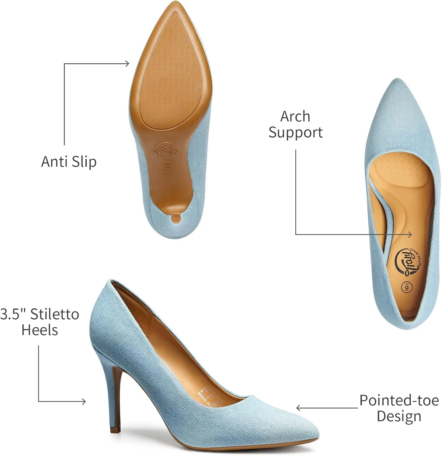 Trary Womens Slingback Pumps, Black Heels Gold Heels Nude Pink Red Heels, Pointed Toe High Heels for Women Sexy Stiletto Heels Buckle Ankle Strap Closed Toe Pumps Office Party Prom Dress Shoes