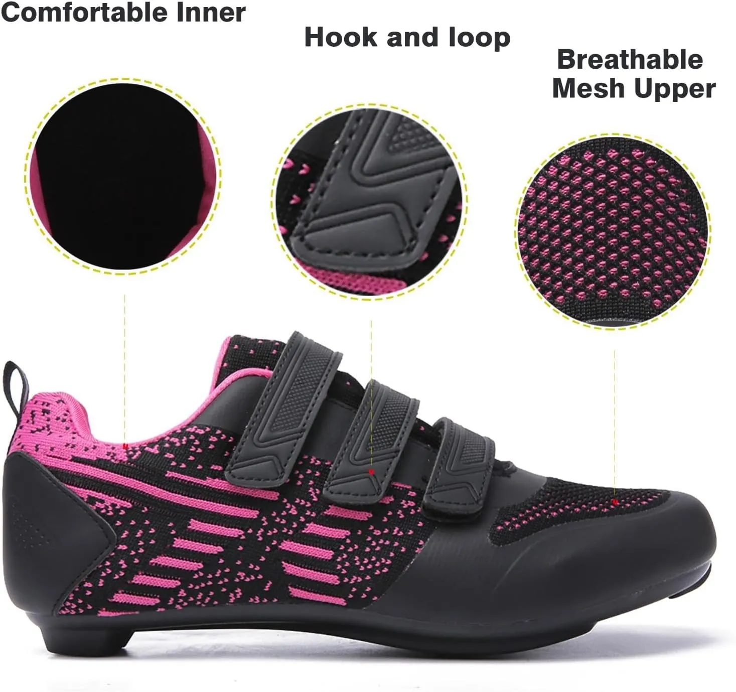 Unisex Road Bike Cycling Shoes Compatible with Peloton Shimano SPD Bike Riding Shoes for Men Women, 3 Straps, Pre-Installed Delta Cleats for Indoor Outdoor Cycling Biking