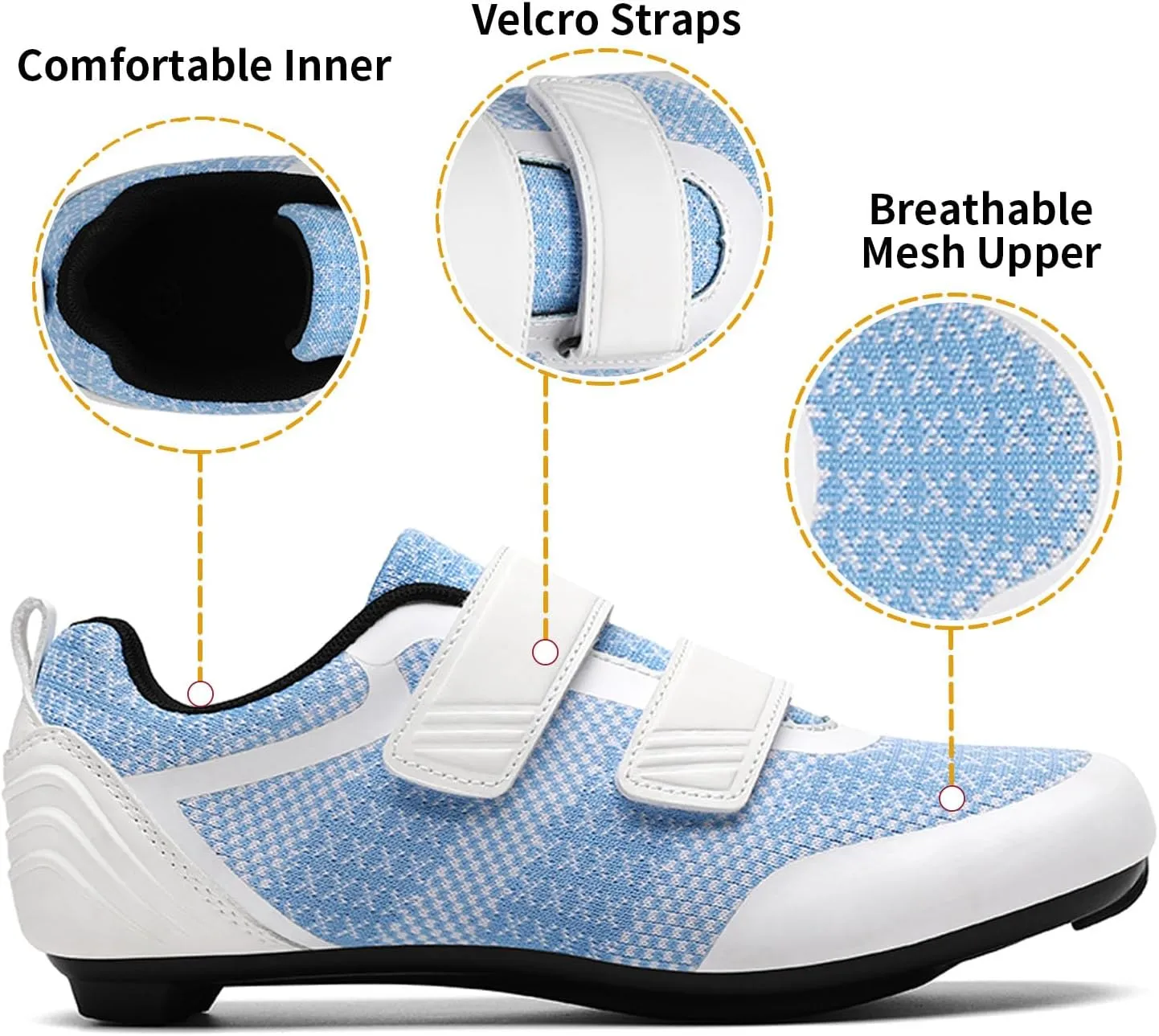 Unisex Road Bike Cycling Shoes Compatible with Peloton Shimano SPD Bike Riding Shoes for Men Women, 3 Straps, Pre-Installed Delta Cleats for Indoor Outdoor Cycling Biking