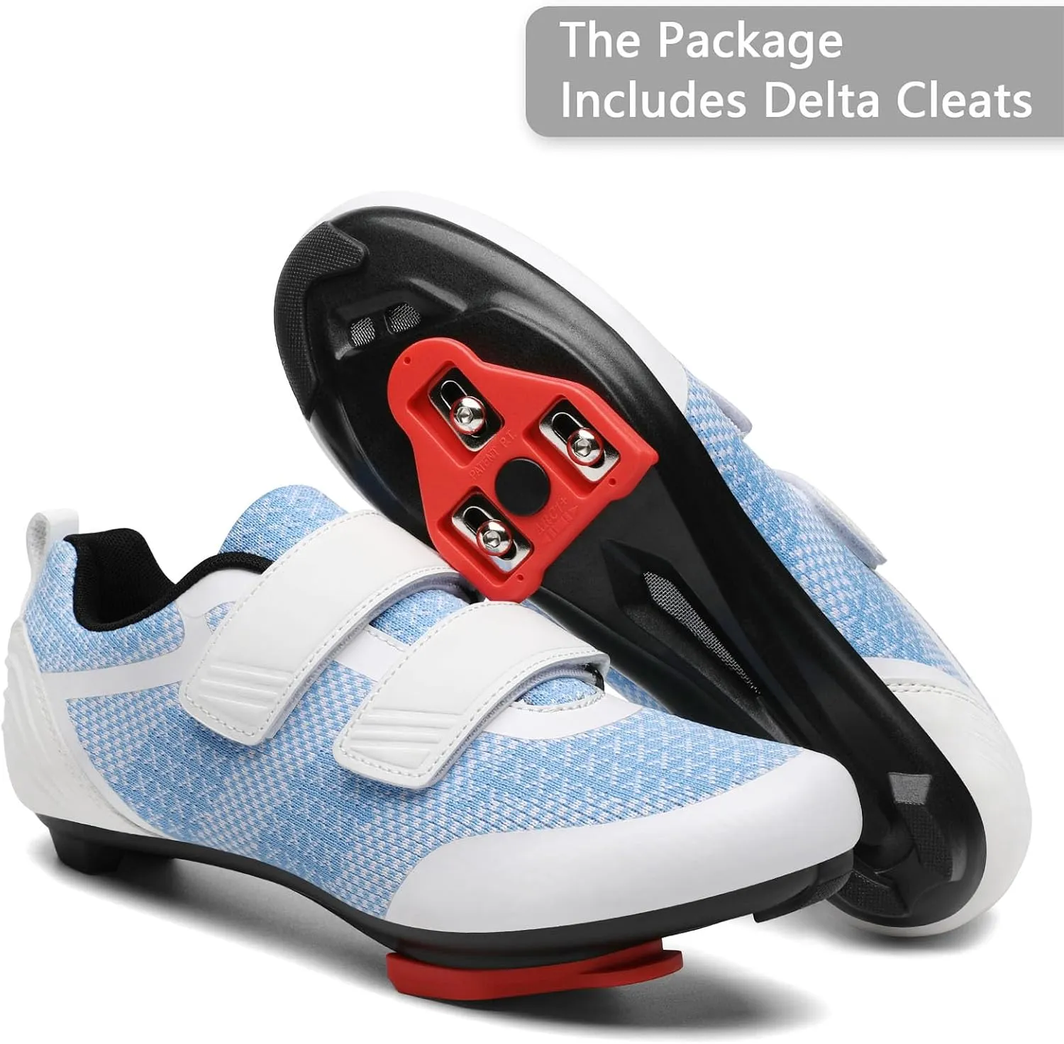 Unisex Road Bike Cycling Shoes Compatible with Peloton Shimano SPD Bike Riding Shoes for Men Women, 3 Straps, Pre-Installed Delta Cleats for Indoor Outdoor Cycling Biking