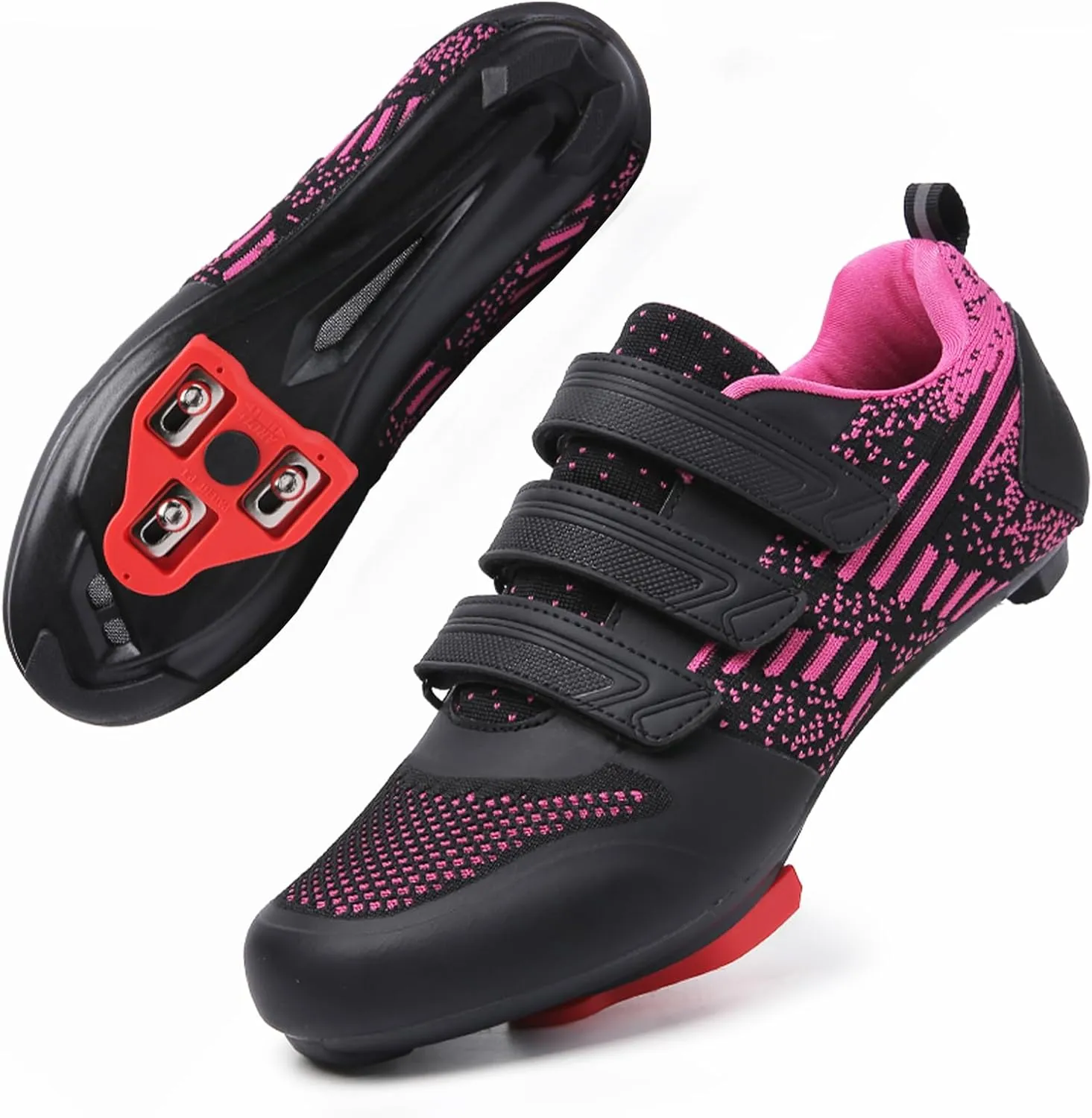 Unisex Road Bike Cycling Shoes Compatible with Peloton Shimano SPD Bike Riding Shoes for Men Women, 3 Straps, Pre-Installed Delta Cleats for Indoor Outdoor Cycling Biking