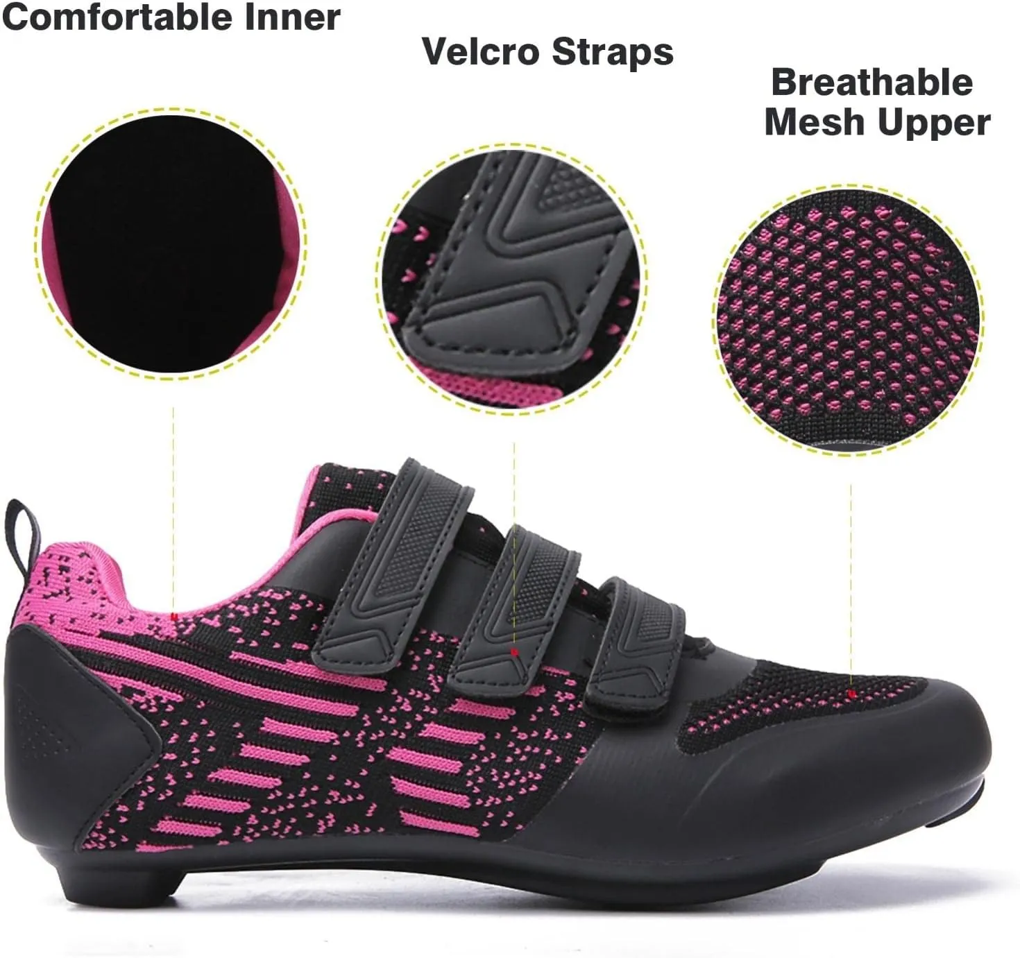 Unisex Road Bike Cycling Shoes Compatible with Peloton Shimano SPD Bike Riding Shoes for Men Women, 3 Straps, Pre-Installed Delta Cleats for Indoor Outdoor Cycling Biking