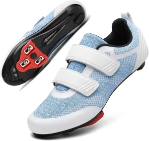 Unisex Road Bike Cycling Shoes Compatible with Peloton Shimano SPD Bike Riding Shoes for Men Women, 3 Straps, Pre-Installed Delta Cleats for Indoor Outdoor Cycling Biking