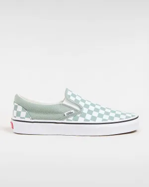 VANS Unisex Classic Slip-On Color Theory Checkerboard Trainers - Iceberg Green