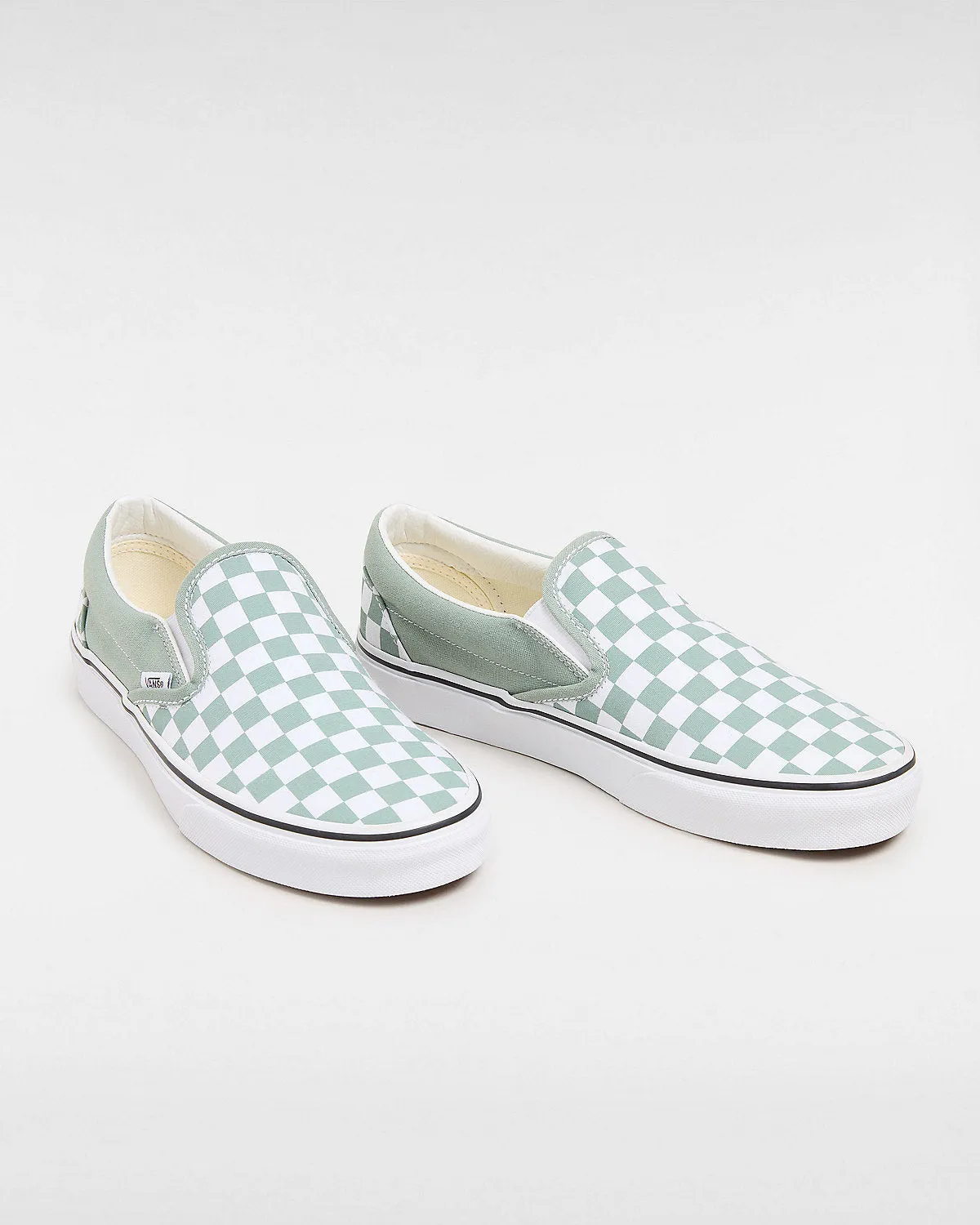VANS Unisex Classic Slip-On Color Theory Checkerboard Trainers - Iceberg Green