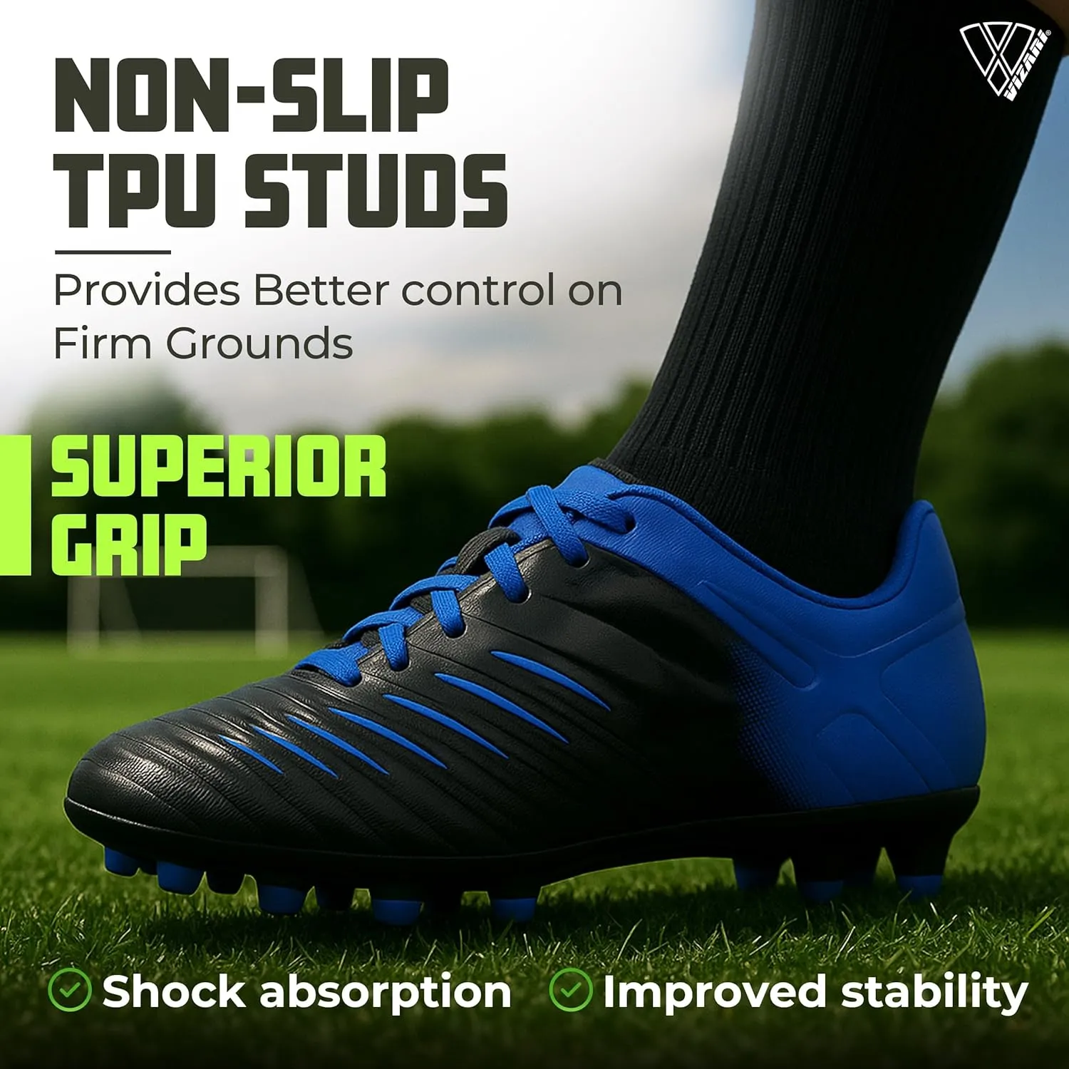 Vizari Liga FG Soccer Cleats for Kids | 100% Synthetic Football Cleats for Comfortable Wear | Water Resistant Two Tone Soccer Shoes with Anti-Stretch Lining for Flexible Indoor and Outdoor Play
