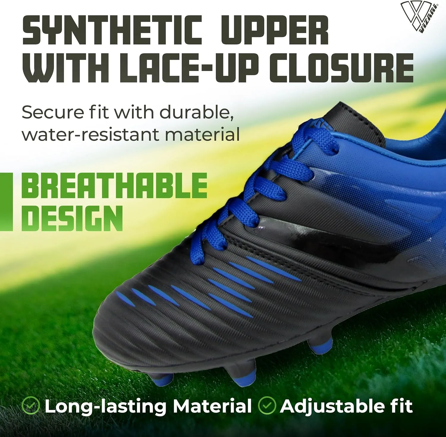 Vizari Liga FG Soccer Cleats for Kids | 100% Synthetic Football Cleats for Comfortable Wear | Water Resistant Two Tone Soccer Shoes with Anti-Stretch Lining for Flexible Indoor and Outdoor Play
