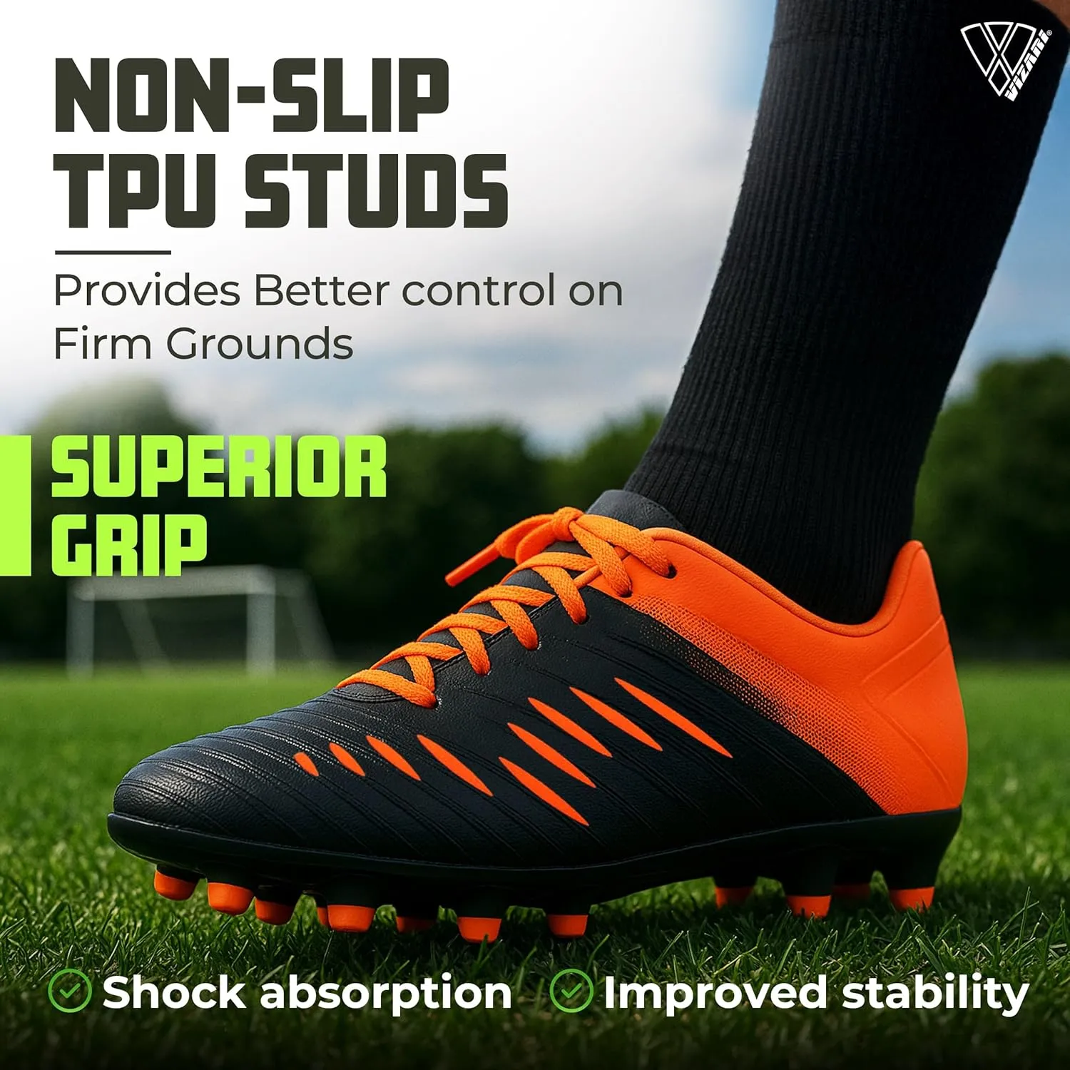 Vizari Liga FG Soccer Cleats for Kids | 100% Synthetic Football Cleats for Comfortable Wear | Water Resistant Two Tone Soccer Shoes with Anti-Stretch Lining for Flexible Indoor and Outdoor Play
