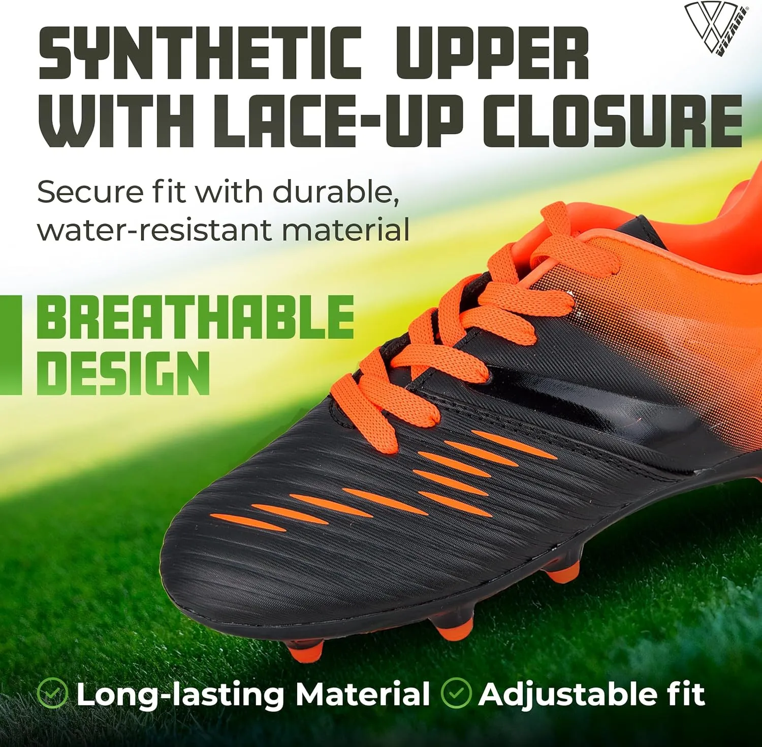 Vizari Liga FG Soccer Cleats for Kids | 100% Synthetic Football Cleats for Comfortable Wear | Water Resistant Two Tone Soccer Shoes with Anti-Stretch Lining for Flexible Indoor and Outdoor Play
