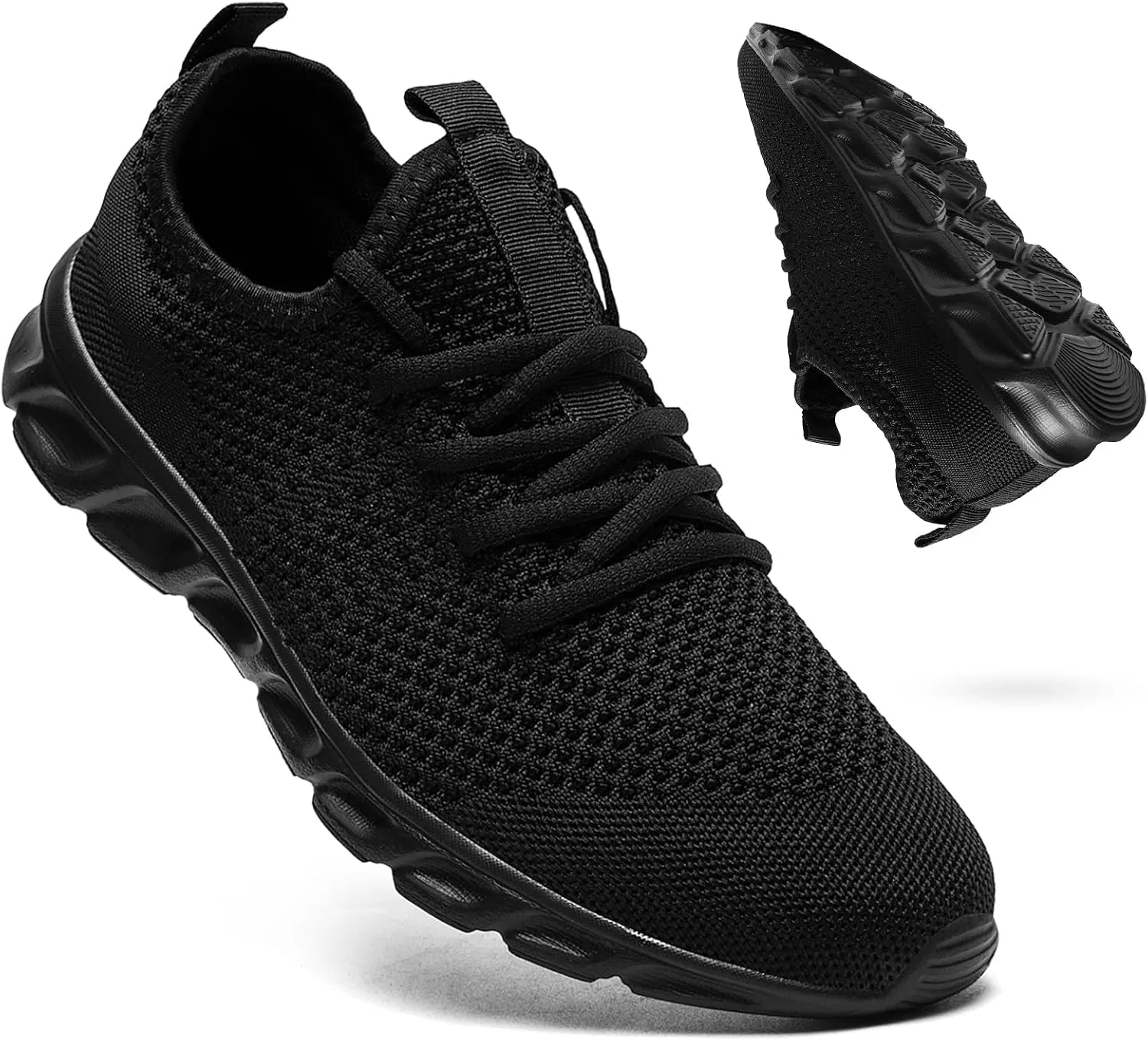 WCIDFY Womens Mens Running Tennis Shoes Unisex Slip On Gym Walking Shoes Lightweight Workout Sneakers Daily Footwear Traveling Black 5.5 Women/4 Men
