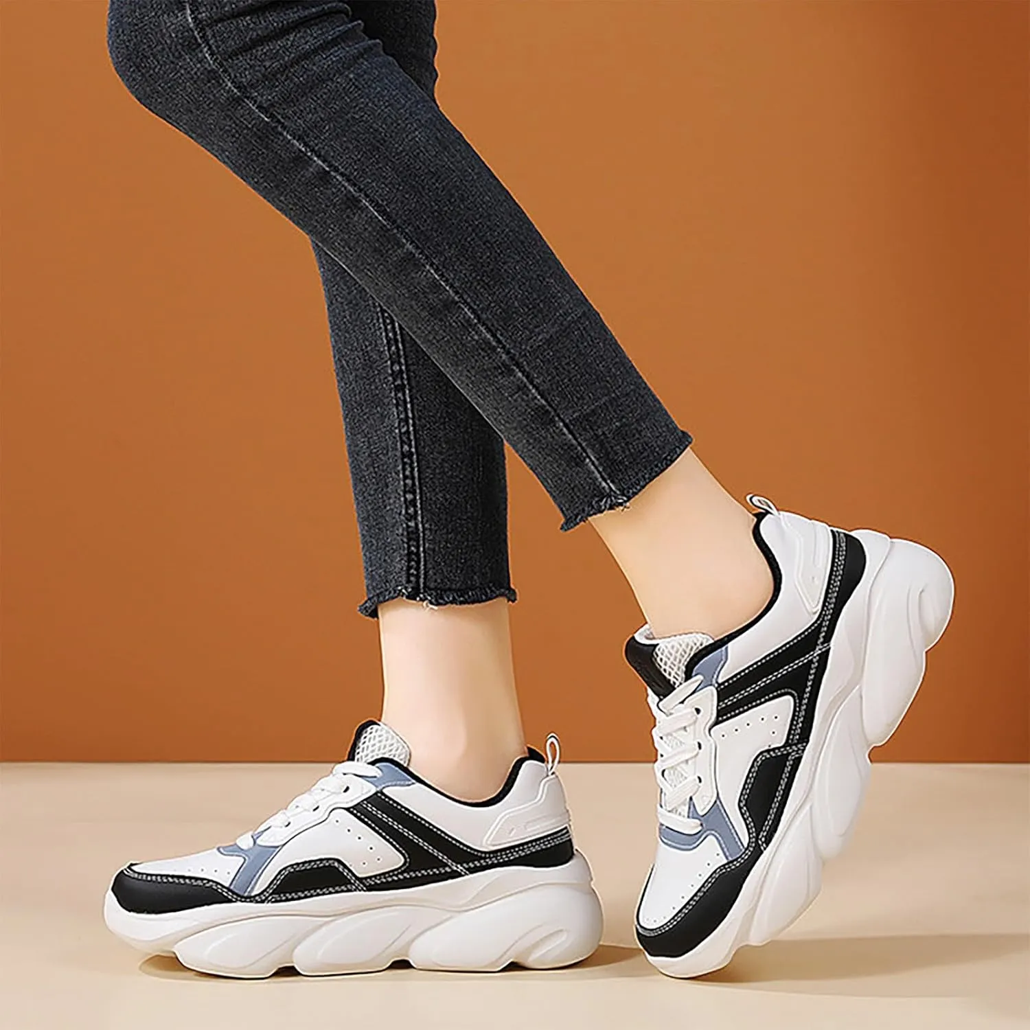 Women White Sneakers Low Top Lace Up Workout Lightweight Fashion Comfortable Non Slip Walking Running Shoes