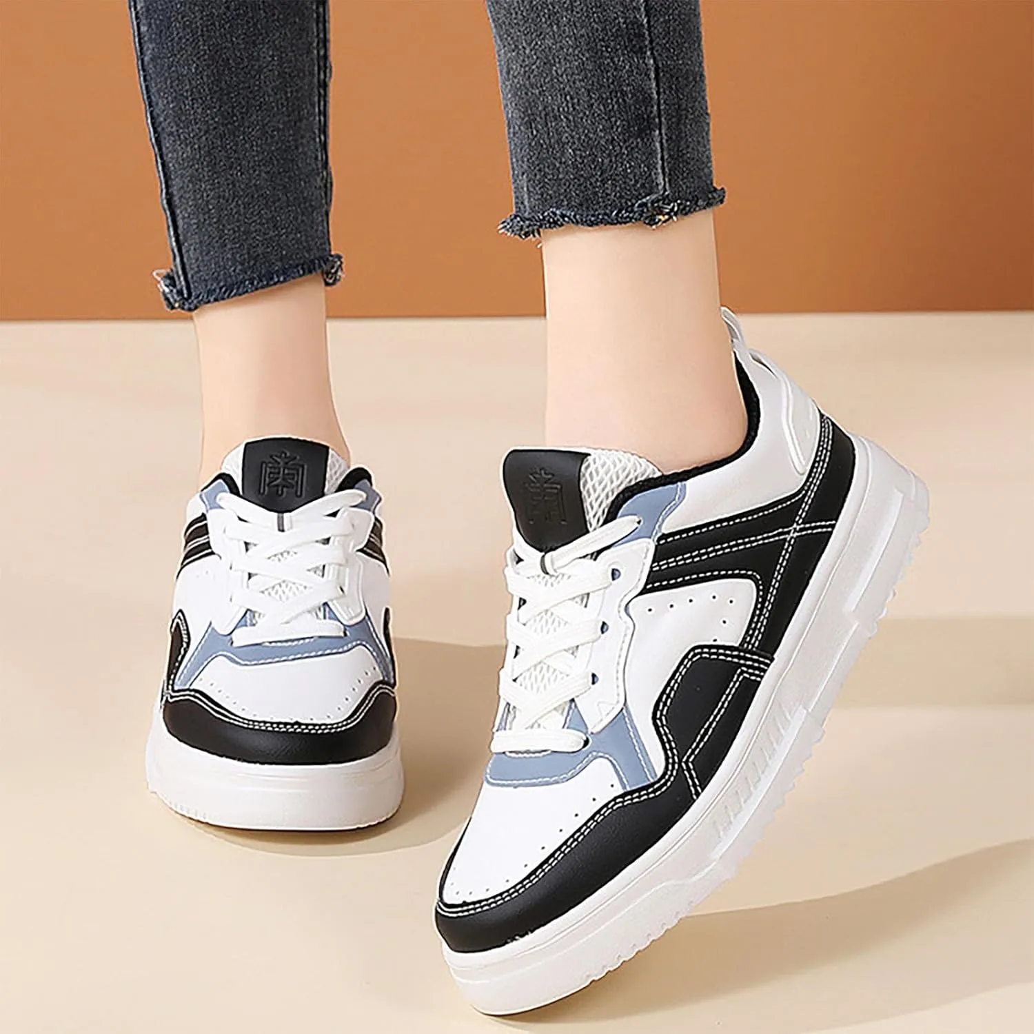 Women White Sneakers Low Top Lace Up Workout Lightweight Fashion Comfortable Non Slip Walking Running Shoes
