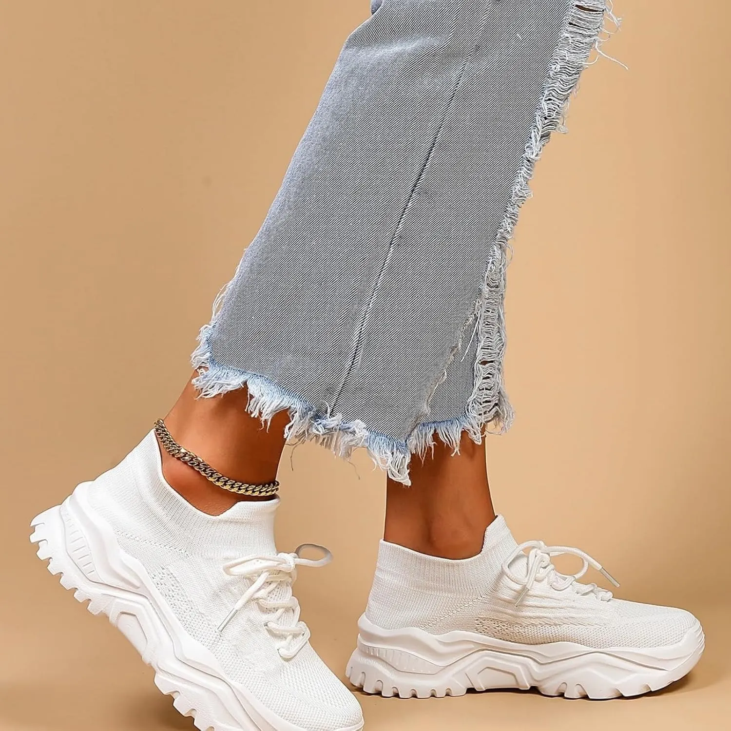 Womens Fashion Athletic Sneakers Mesh Lightweight Platform Slip On Sports Casual Shoes Breathable Soft Sole Comfortable Work Gym Trainers Orthopedic Summer Arch Support Shoes