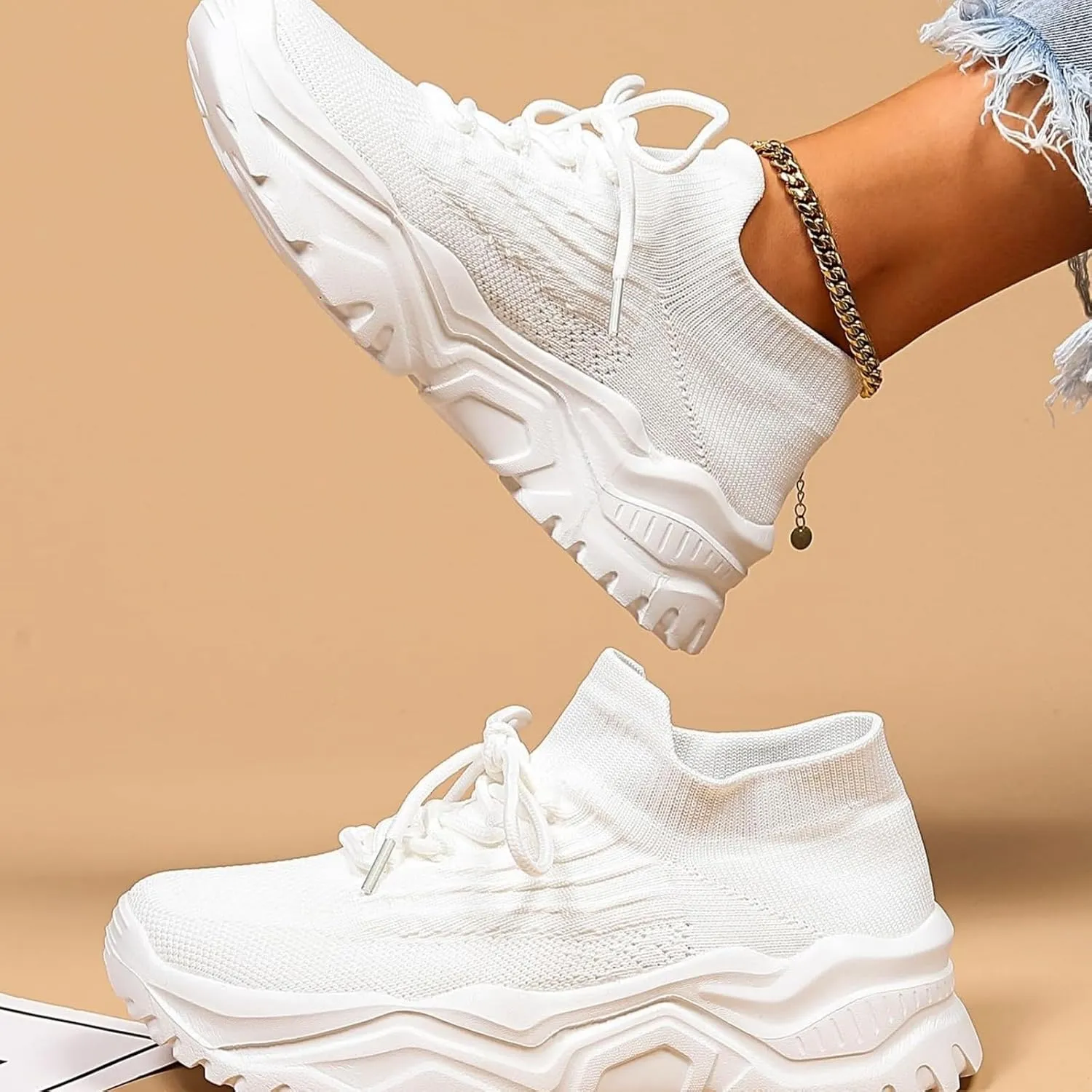 Womens Fashion Athletic Sneakers Mesh Lightweight Platform Slip On Sports Casual Shoes Breathable Soft Sole Comfortable Work Gym Trainers Orthopedic Summer Arch Support Shoes