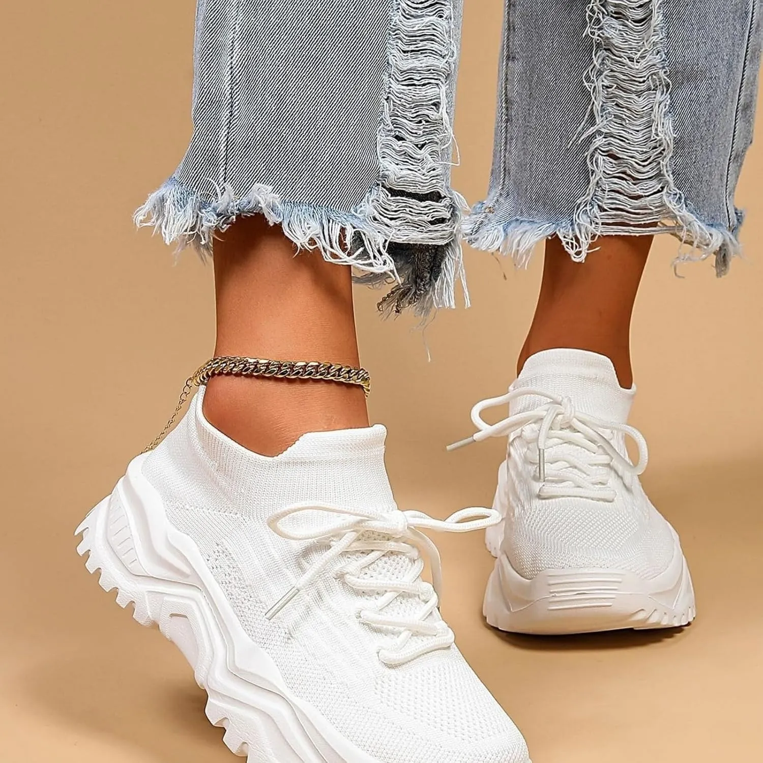 Womens Fashion Athletic Sneakers Mesh Lightweight Platform Slip On Sports Casual Shoes Breathable Soft Sole Comfortable Work Gym Trainers Orthopedic Summer Arch Support Shoes