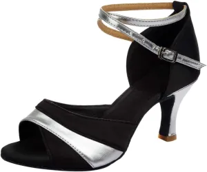Women's Latin Dance Shoes Professional Ballroom Performance Dance Shoes Womens Sandals Ankle Strapy Fashion Solid Mid Heel Shoe
