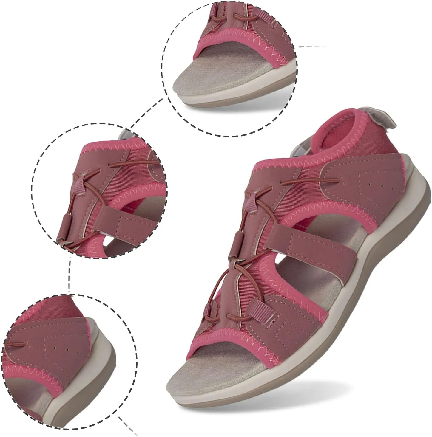 Women's Wedge Heel With Arch Support Low Top Round Toe Casual Sandals For Hiking Outdoor Walking Summer Platform Athletic Shoes Women